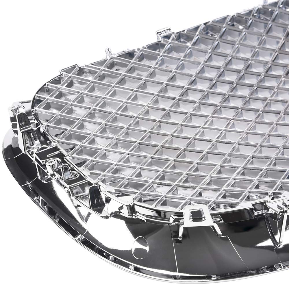 Chrome Silver Front Upper Grille Front Center Grill Assembly Compatible For Jaguar XF XFR 2012-2015
