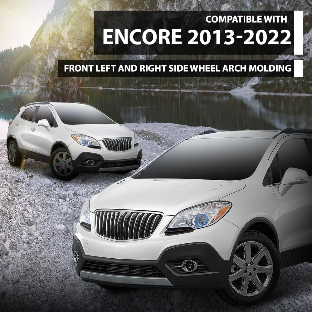 G-PLUS Front Left Right Side Wheel Arch Molding Fender Flares Compatible with Buick Encore 2013 2014 2015 2016 2017 2018 2019 2020 2021 2022 95275468, 95275469 Black