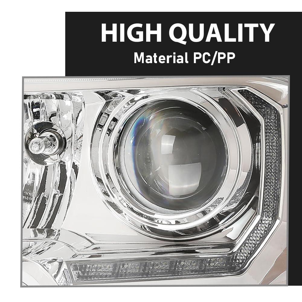 G-PLUS LED Headlights Assembly Compatible with Toyota Tacoma 2016-2022, DRL Headlamps Clear Lens Chrome Housing Amber Reflector Left & Right, faros delanteros TO2502244, TO2503244