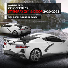 G-PLUS Side Skirts Extension for Chevy Corvette C8 Stingray 2020-2023 Gloss Black Front View