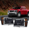 G-PULS LED Headlights Lamp Assembly Fit Chevy Colorado/GMC Canyon 2004-2012,Fit Isuzu i-280 i-350 2006/i-290 i-370 2007-2008 Smoky Lens Black Housing Amber Reflector Bumper Headlamps,faros delanteros