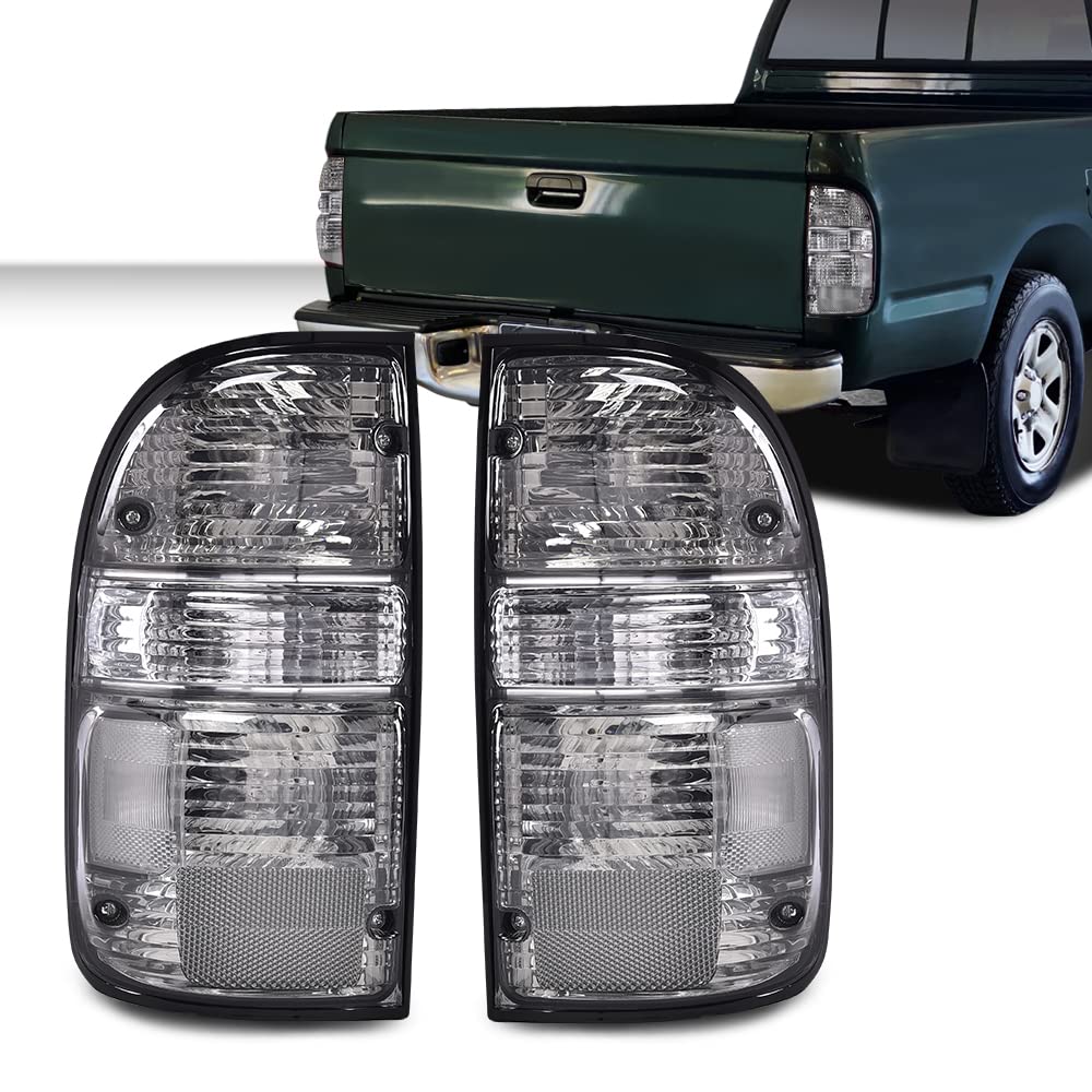 G-PLUS Tail Lights Assembly Rear Lamps Fit For Toyota Tacoma 2001 2002 2003 2004,81560-04060 81550-04060 Chrome Housing Smoke Lens Driver & Passenger Side Luces Traseras, Faros Traseros