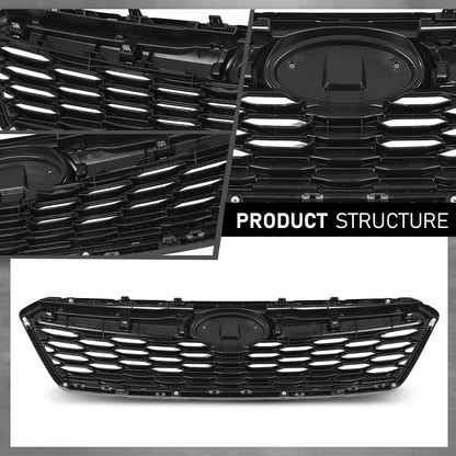 G-PLUS Bumper Grille Grill W/Chrome Molding Trim, Compatible with Subaru Impreza 2017-2019, SU1200170, SU1212105, SU1213105, SU1202104, 91122FL00B, 91123FL03B, J1010FL300, 91123FL00B Black