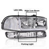 G-PLUS LED Headlights Assembly Fit GMC Sierra 1500HD 2500HD 3500 1999-2007/Fit GMC Yukon XL 1500 2500 1999-2006,Headlamps Clear Lens Chrome Housing Clear Reflector,faros delanteros