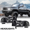 G-PLUS Headlights Lamps Fit 1994-2001 Dodge Ram 1500/1994-2002 Dodge Ram 2500 3500,Not fit Ram Sport,Clear Lens Black Housing Clear Reflector w/o Bulbs Bumper Headlamps,faros delanteros Assembly