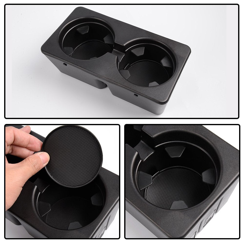 G-PLUS Floor Mounted Console Dual Cup Holder Insert Compatible with Silverado 2007-2013 /Sierra / 2007-2014 Suburban/Yukon/Tahoe Center Console Beverage Drink Insert Replacement 19154712