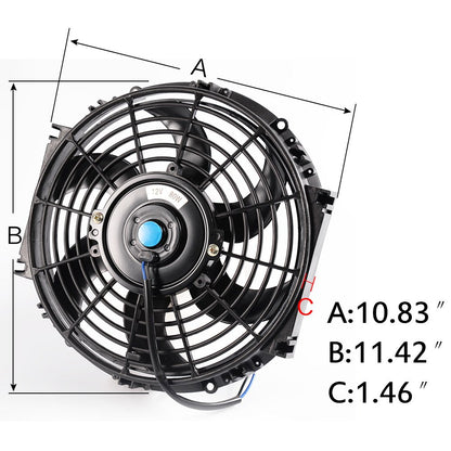 Compatible For Jeep CJ5/CJ6/CJ7 3.8L 4.2L 5.6L 1972-1986 Full Aluminum Racing Radiator Replacement + 2 PCS 10'' Radiator Cooling Fan