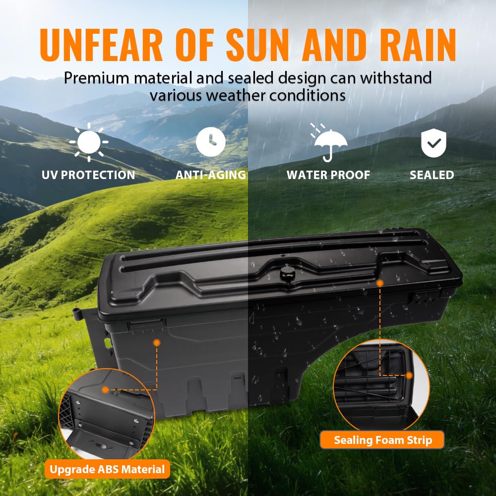 G-PLUS Lockable Storage Boxes Case Truck Bed Tool Box Driver & Passenger Side Pair Compatible with Ford F150 2015-2020 Black