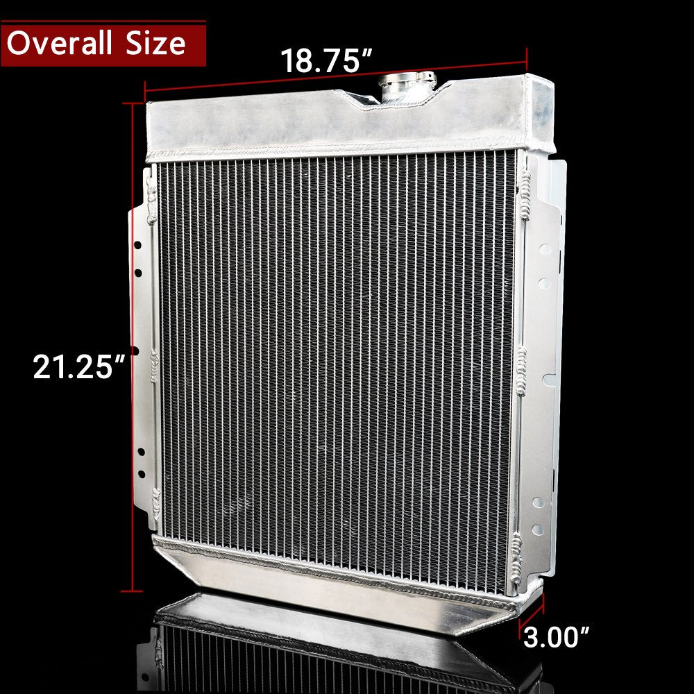 62mm Aluminum Racing Radiator Replacement For FORD MUSTANG/SHELBY V8 I6 MT/AT 1964 1965 1966
