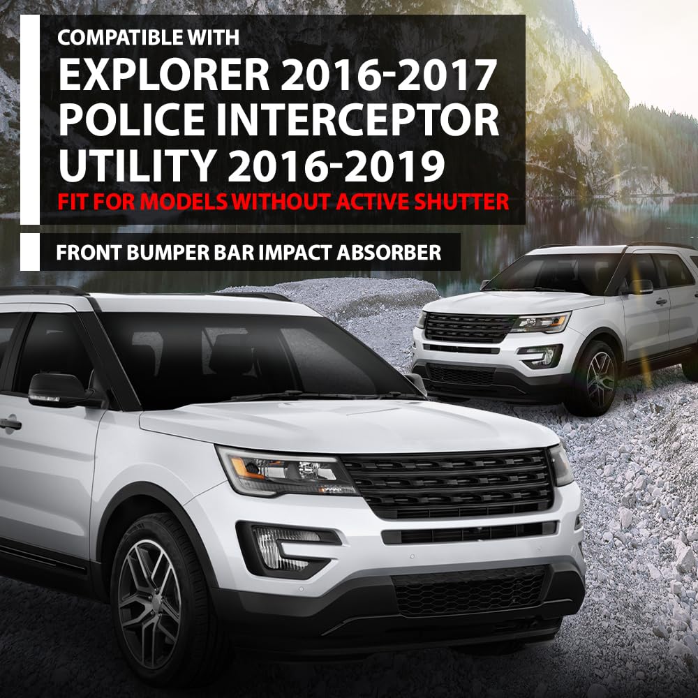 G-PLUS Front Bumper Face Bar Impact Absorber Compatible with Fit Ford Explorer 2016-2017, Fit Police Interceptor Utility 2016-2019, Fit For Models Without Active Shutter FB5Z17C882C, FO1070195 Black