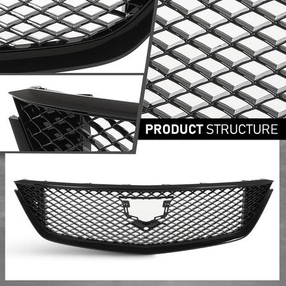G-PLUS Front Bumper Hood Grille Grill Mesh Compatible with Cadillac CT5 2020-2024 84517549, 84613162, 84934970 Gloss Black