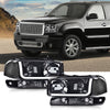 G-PLUS LED Headlights Assembly Compatible with 1999-2007 GMC Sierra 1500HD 2500HD 3500/Fit 1999-2006 GMC Yukon XL 1500 2500,DRL Headlamps Pair Smoky Lens Black Housing Clear Reflector,faros delanteros