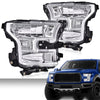 G-PLUS Headlights Compatible with Ford F150 2015-2017 Headlamps Pair Driver Passenger Side Clear Lens Chrome Housing Clear Reflector,faros delanteros