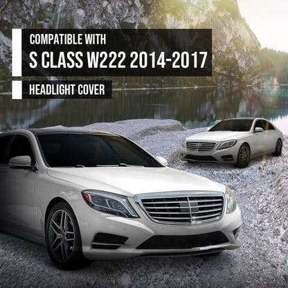 G-PLUS Headlight Lens Cover Compatible with Benz W222 S-Class 2014 2015 2016 2017 Left & Right Front Headlamp Lens Cover Clear
