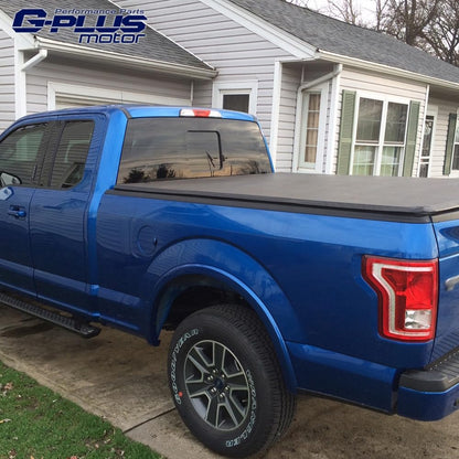 G-PLUS Soft Quad Fold Truck Bed Tonneau Cover Folding Bed Covers Compatible with Ford F150 2015-2020 8' Long Bed (96")
