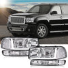 G-PLUS LED Headlights Assembly,Fit 1999-2007 GMC Sierra 1500HD 2500HD 3500,Fit 1999-2006 GMC Yukon XL 1500 2500,Left & Right Headlamps Clear Lens Chrome Housing Clear Reflector,faros delanteros