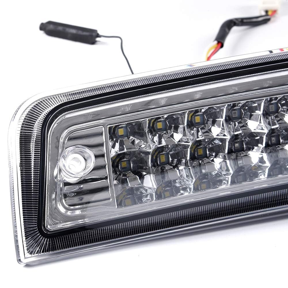 G-PLUS LED 3rd Third Brake Light Compatible with Dodge Ram 1500 2009-2017,Compatible with Dodge Ram 2500 3500 2010-2017 High Mount Dual Row Stop Cargo Lamps Clear Lens Chrome Housing