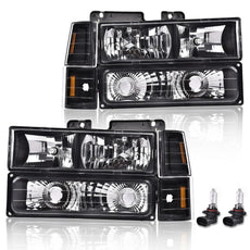 G-PLUS Headlights for GMC C1500 K1500 Yukon 1994-1999 Clear Lens Black Housing