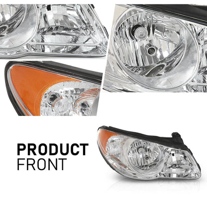 G-PLUS Headlights Assembly,Compatible with Hyundai Elantra 2007-2010 Bumper Headlamps w/o Bulb,Left & Right faros delanteros Clear Lens Chrome Housing Amber Reflector