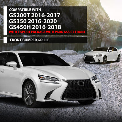 G-PLUS Grille Compatible with LX GS200t 2016-2017/GS350 2016-2020/GS450h 2016-2018 with F Sport Package with Park Assist Front 5310130890, LX1200192 Gray