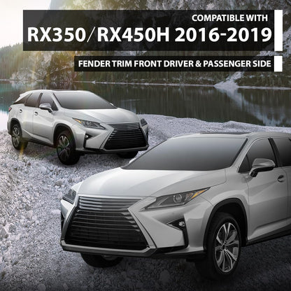 G-PLUS Fender Flares Wheel Arch Trim Front Driver & Passenger Side Compatible with LX RX350/RX450h (submodel: Base, F Sport) 2016-2019 756010E080, 756020E080, LX1291100, LX1290100 Black