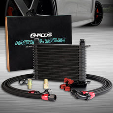 G-PLUS Oil Cooler Kit 15 Row 10AN Universal Engine Transmission With Oil Filter Relocation