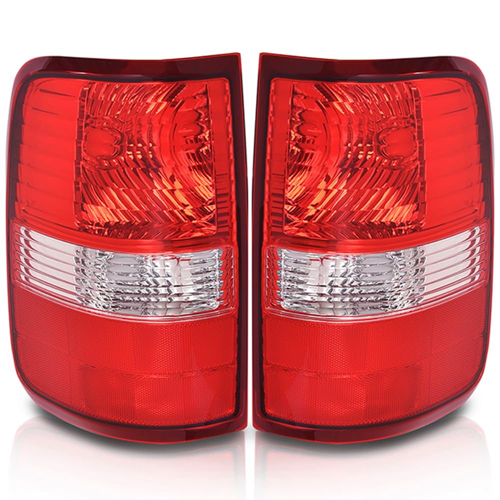 G-PLUS Tail Lights Lamp w/o Bulbs Compatible with Ford F150 King Ranch, Lariat, XL 2004 2005 2006 Rear Brake Lamps Assembly,5L3Z13404CA, 6L3Z13404BA,luces traseras faros traseros Red Lens LH&RH