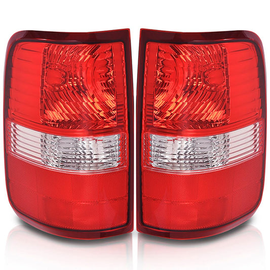 G-PLUS Tail Lights Lamp w/o Bulbs Compatible with Ford F150 King Ranch, Lariat, XL 2004 2005 2006 Rear Brake Lamps Assembly,5L3Z13404CA, 6L3Z13404BA,luces traseras faros traseros Red Lens LH&RH