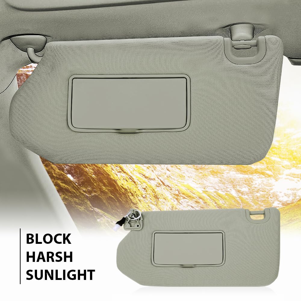 G-PLUS Gray Left & Right Sun Visor 1 Pair with Lights & Mirror Compatible with 2013-2018 Nissan Pathfinder (Platinum, SL, SV)/ 2014-2017 Infiniti QX60 96400-9PB0A,96401-9PB0A