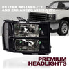 G-PLUS Headlights Assembly Compatible with GMC Sierra 1500 2007-2013 /Fit for GMC Sierra 2500HD 3500HD 2007-2014 Headlamps Left & Right Clear Lens Black Housing Clear Reflector,faros delanteros