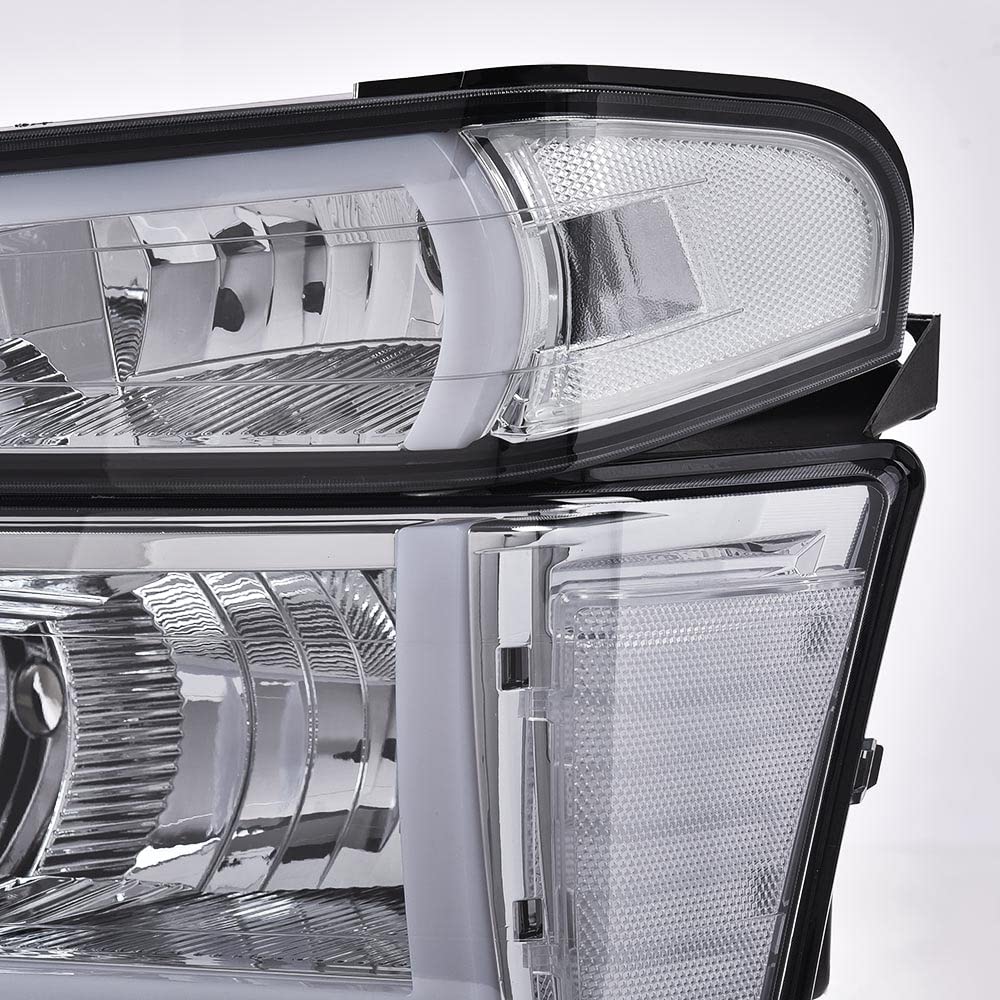 G-PLUS LED DRL Headlights, Fit Chevy Colorado/GMC Canyon 2004-2012,Fit Isuzu i-280 i-350 2006/i-290 i-370 2007-2008 Headlamps, Smoky Lens Chrome Housing Clear Reflector,faros delanteros Assembly