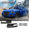 G-PLUS Front Bumper Fog Light Grille Grill Cover Black with Silver Ring Compatible with 2013-2016 Audi A5 S-Line/S5 (Facelift | LCI)/ Fit for First Generation/NOT Fit models with standard/RS bumper