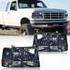 G-PLUS Headlights Assembly Fit 1992-1996 Ford Bronco/F150 F250 F350 Super Duty(Incl. 97 9th Old Body Style),Headlamps w/Corner Signal Smoky lens Chrome Housing Amber Reflector Faros Delanteros