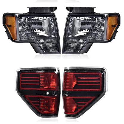 G-PLUS Tail Lights & Headlights Assembly Compatible with 2009-2014 Ford F150 Brake Tail Lamps & Headlamps
