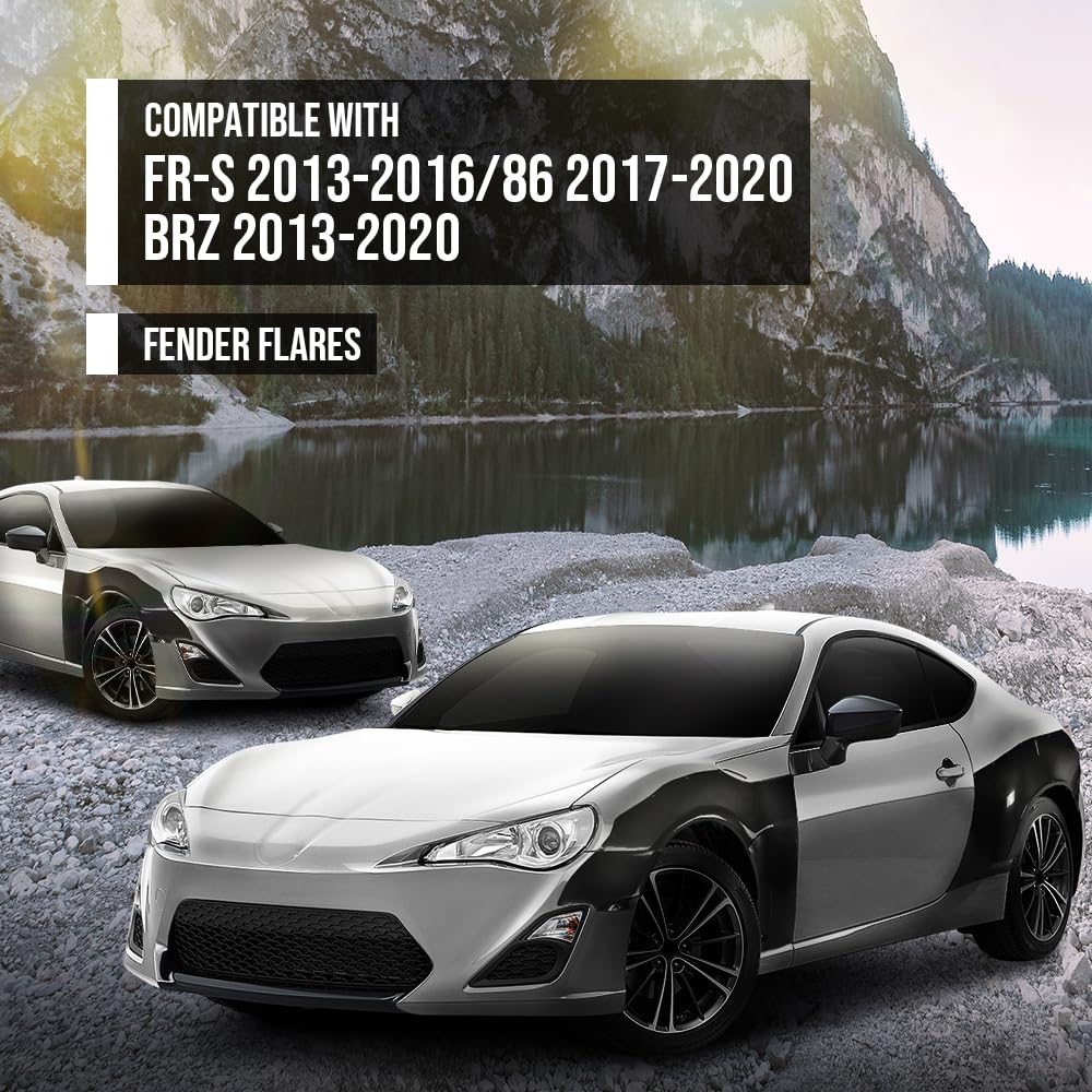 G-PLUS Wide Body 8pc Fender Flares Cover Compatible with Scion FR-S 2013-2016 Fit Toyota 86 2017-2020 Fit Subaru BRZ 2013-2020 Black