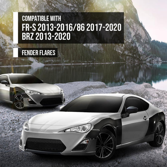 G-PLUS Wide Body 8pc Fender Flares Cover Compatible with Scion FR-S 2013-2016 Fit Toyota 86 2017-2020 Fit Subaru BRZ 2013-2020 Black