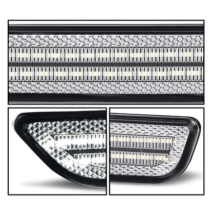 G-PLUS WHITE LED STRIP Front Fender Lamp Side Marker Light Lamp With Bulbs Compatible with Ford Mustang 2010-2014 AR3Z-15A201-A, AR3Z-15A201-B, AR3Z15A201A, AR3Z15A201B Clear Lens