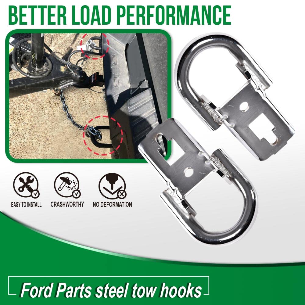 G-PLUS Tow Hook Parts Set Compatible with 2009-2021 F150 with Hardware Front Kit Pair (Silver)