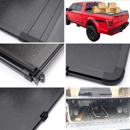 Black T3 Tri Fold Hard Top Truck Bed Tonneau Cover Replacement for Ford F150 2015 2016 2017 2018 2019 2020 | 5.5' Extra Short Bed