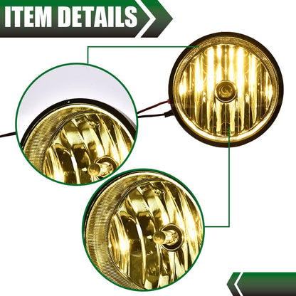 G-PLUS Front Bumper Fog Lights Assembly Compatible With 2005-2011 Toyota Tacoma/ 2007-2013 Tundra (Yellow lens) neblineros para autos delantero faros antiniebla