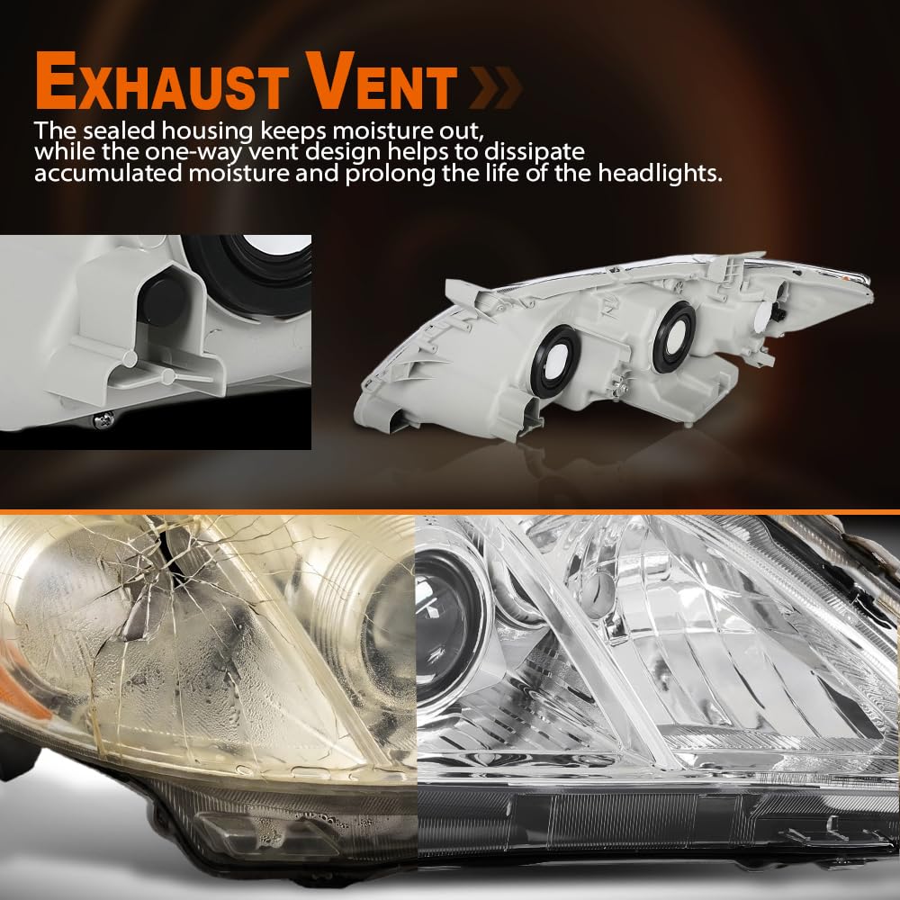 G-PLUS Headlight Assembly Front Headlamp Right Side Compatible with Toyota Camry 2007-2009 TO2502200, 20-6758-80, 20-6758-80-9, 206758801 OEM Fit Standard White