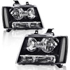 G-PLUS Headlights Assembly, Compatible with 2007-2014 Chevy Suburban/ 2007-2013 Tahoe Avalanche Bumper Headlamps, Clear Lens Black Housing Clear Reflector,faros delanteros