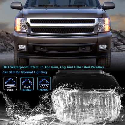 G-PLUS Fog Lights Bumper Lamp Compatible with Chevy Silverado 1500/2500/3500 2003-2006, Compatible with 2007 Classic, Fit Avalanche 2002-2006 Without Body Cladding, Clear