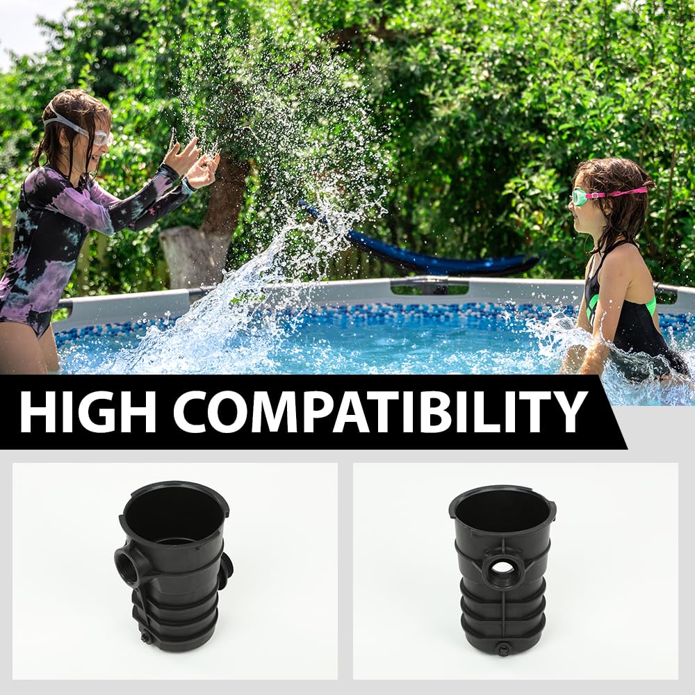 G-PLUS Pool Pump Pot Compatible with the Pentair, Pac Fab, Sta-Rite Dynamo Above Ground Swimming Pool Pump Strainer Black