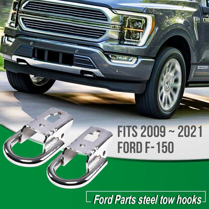 G-PLUS Tow Hook Parts Set Compatible with 2009-2021 F150 with Hardware Front Kit Pair (Silver)