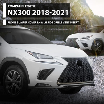 G-PLUS Front Bumper Grille Vent Insert Outer Fog Light Hole Cover Pair Compatible with LX NX300 Base/F Sport/Luxury 2018-2021 LX1038135, LX1039135, 5314278090 Gloss Black