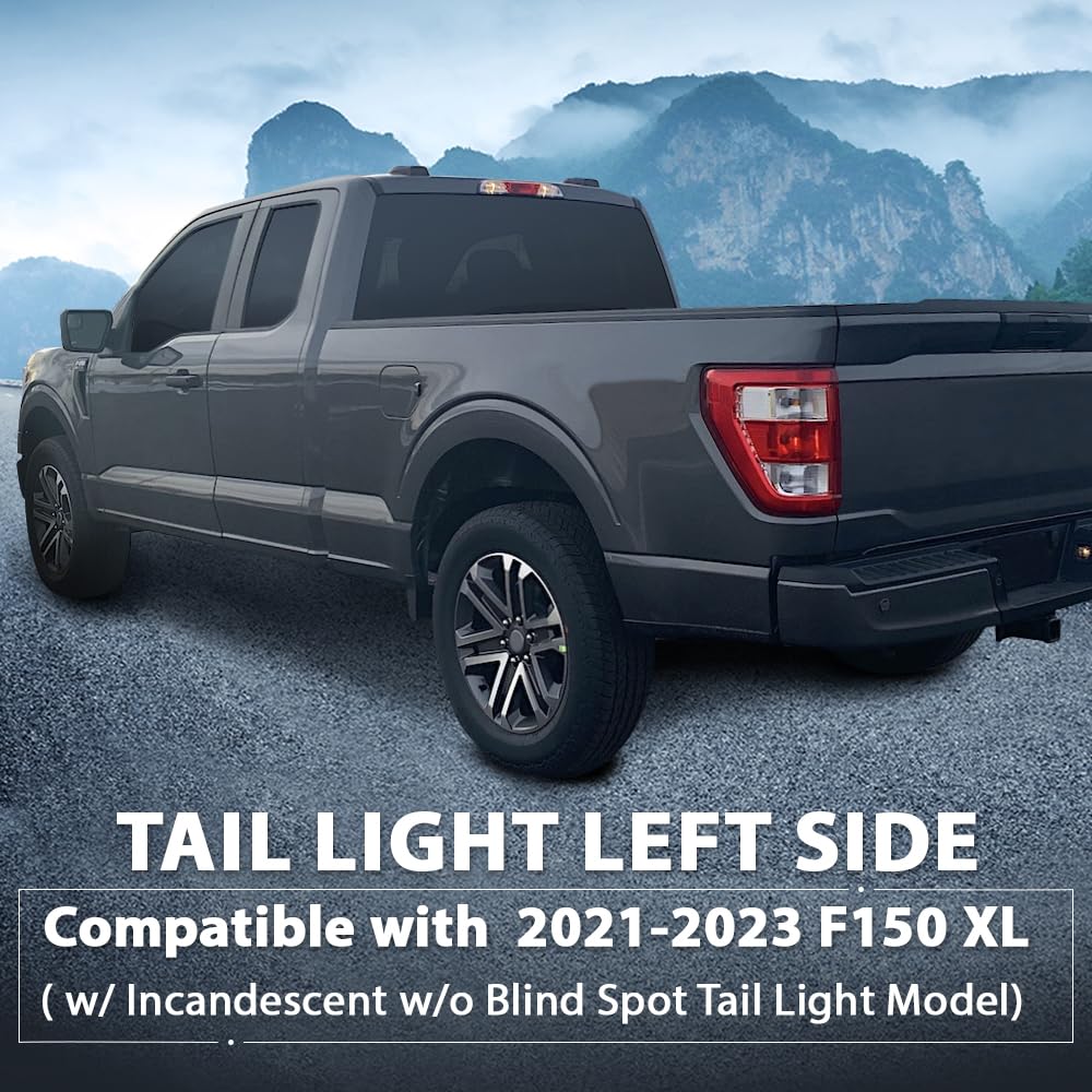 G-PLUS Tail Light Brake Lamp w/o Bulb Left Driver Compatible with Ford F150 XL 2021-2023,Fit w/Factory Incandescent and w/o Blind Spot Tail Light Models Only Luces TraserasAssembly