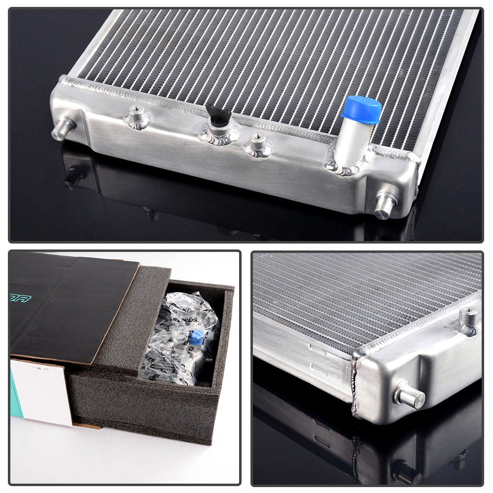 G-PLUS 3 Row 52mm Aluminum Cooling Racing Radiator Stop Leak Compatible with Honda Civic 1992-2000 EK EG D15 D16 in/Out 28mm