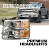 G-PLUS LED DRL Headlights, Compatible with Chevy Silverado 1500 2007-2013/Fit 2007-2014 Chevy Silverado 2500 3500 & HD Bumper Headlamps, Clear Lens Chrome Housing Amber Reflector,faros delanteros