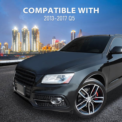 G-PLUS Front Bumper Fog Light Grill Grille Cover w/Silver Ring Compatible with Audi SQ5 / Q5 S-Line 2013-2017 8R0807681M, 8R0807682J